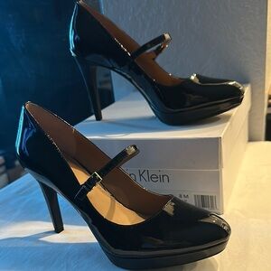 Calvin Klein Black Patent Mary Jane Heels